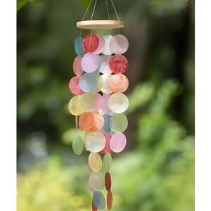 Rainbow colors Capiz shell wind chime, 23.6"